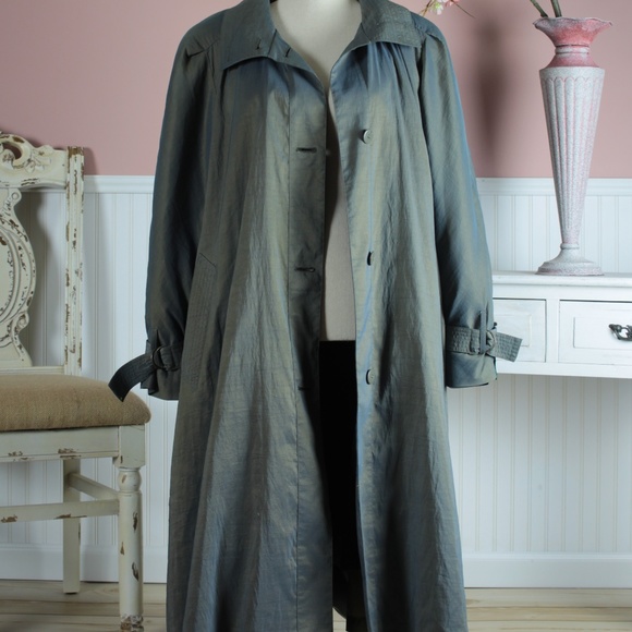 London Fog Jackets & Blazers - Vintage London Fog Metallic Green Trench